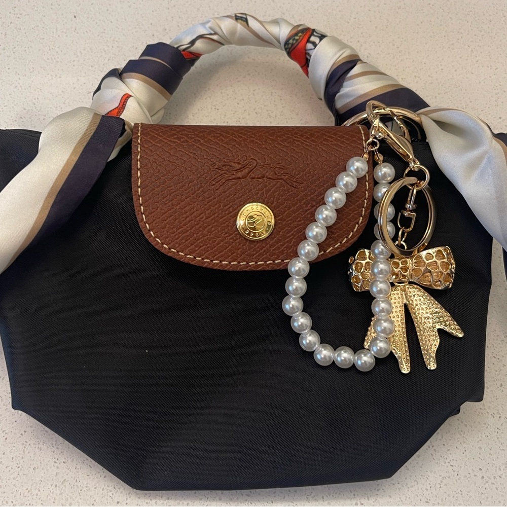 MINI LONGCHAMP BLACK AND COGNAC!! Gorgeous!!! New!!!! - Picture 3 of 10